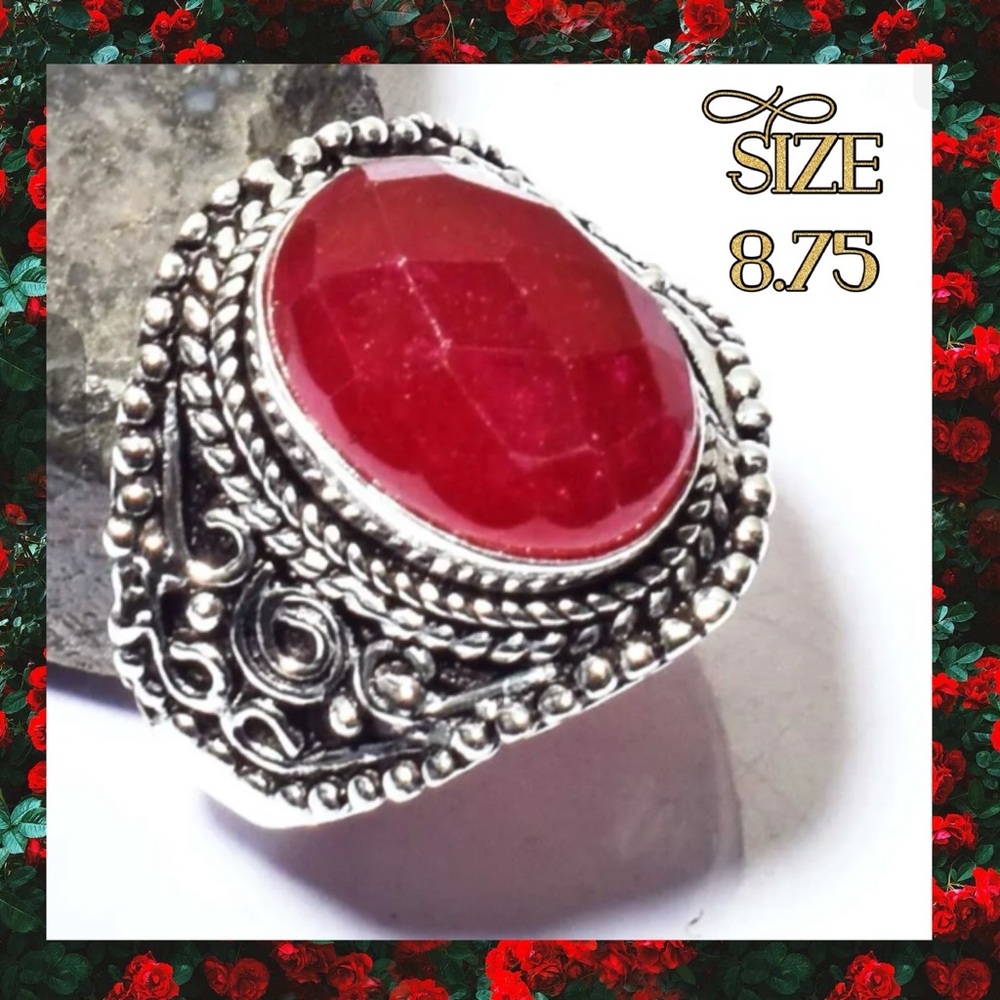 Raw Ruby Ring Size 8.75